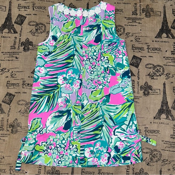 Lilly Pulitzer Little Girl’S Green/Multi Palm Beach Shift Dress Size 7 - Picture 10 of 15